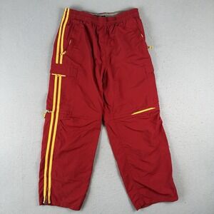 Vtg Y2K Abercrombie Track Pants Large Red Zip Off Cargo Pocket Convertible Baggy